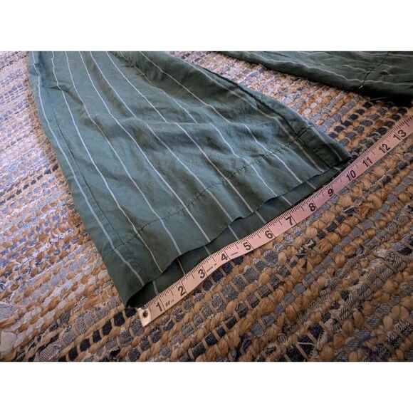 Coldwater Creek Wide Leg 12 Linen Blend Pants Pistachio Green Pinstriped - Picture 9 of 9